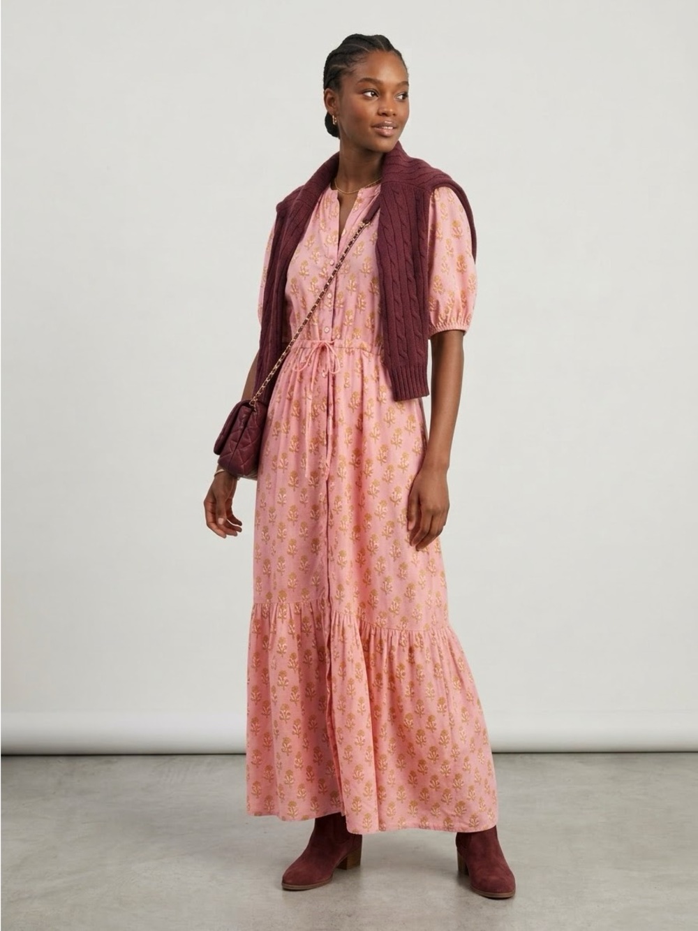 Organic cotton Emerson Fry Floral Cotton Maxi Dress in Pink Size XS